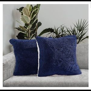 Panku Sherpa Pillow Cover Super Soft 2 Pack With Zipper 20x20 Blue/ …